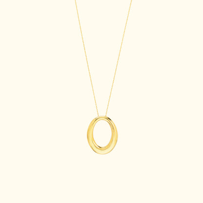 Tapered Puffy Oval Pendant Necklace