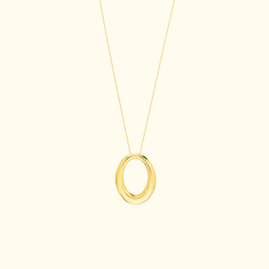 Tapered Puffy Oval Pendant Necklace