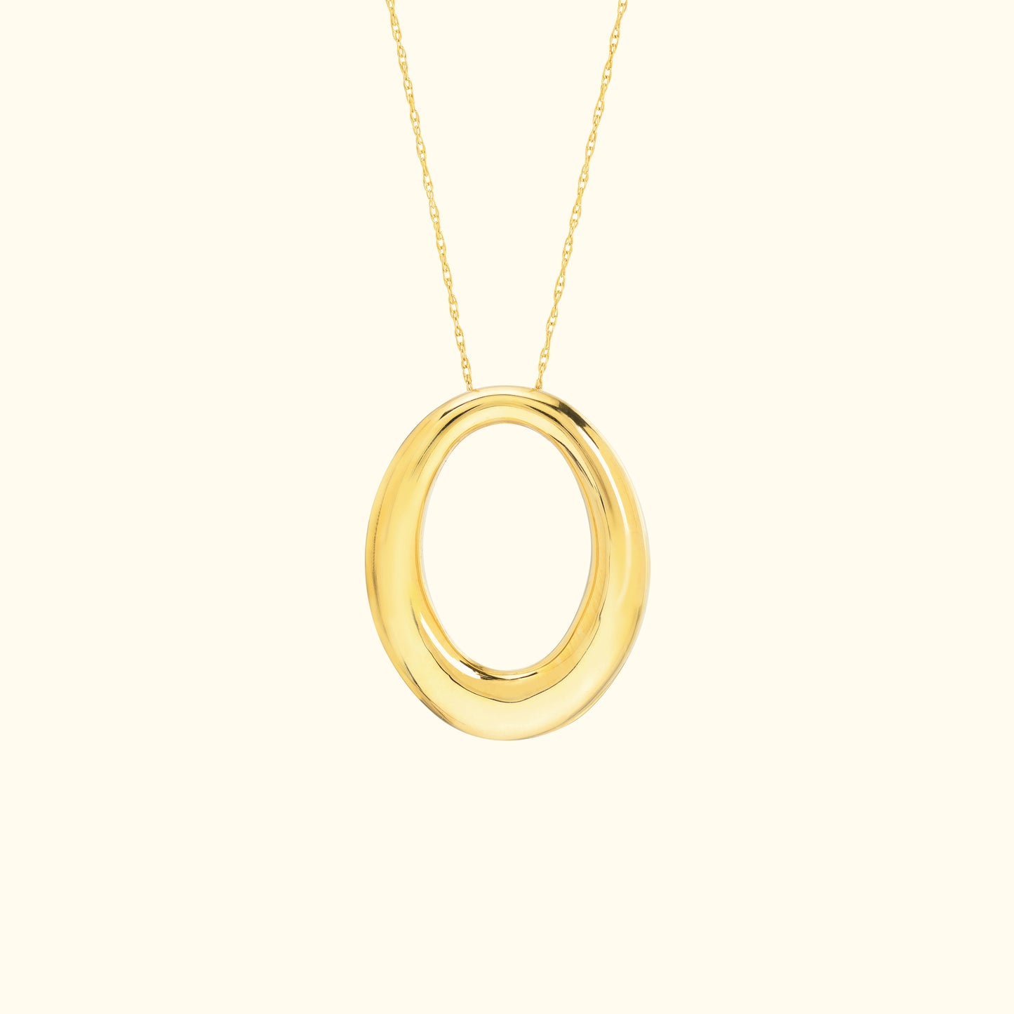 Tapered Puffy Oval Pendant Necklace