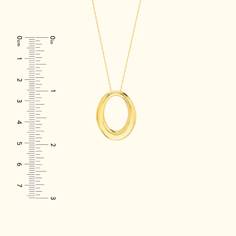 Tapered Puffy Oval Pendant Necklace