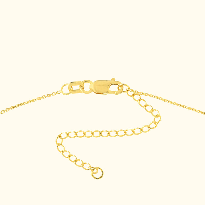 Gold chain necklace with a lobster clasp and extender chain.