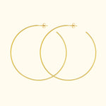 Gold hoop earrings with a simple, elegant design.