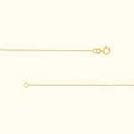 Delicate gold chain necklace with a lobster clasp and an attached loop.