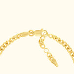 Gold chain bracelet with a secure clasp and adjustable length.