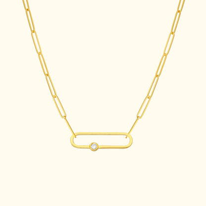 Diamond Paper Clip Necklace