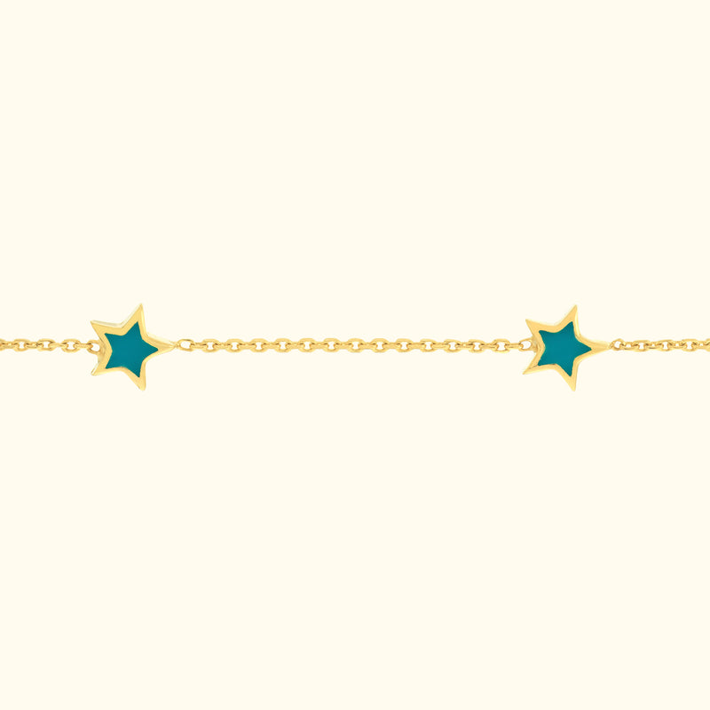 Teal Enamel Star Station Bracelet