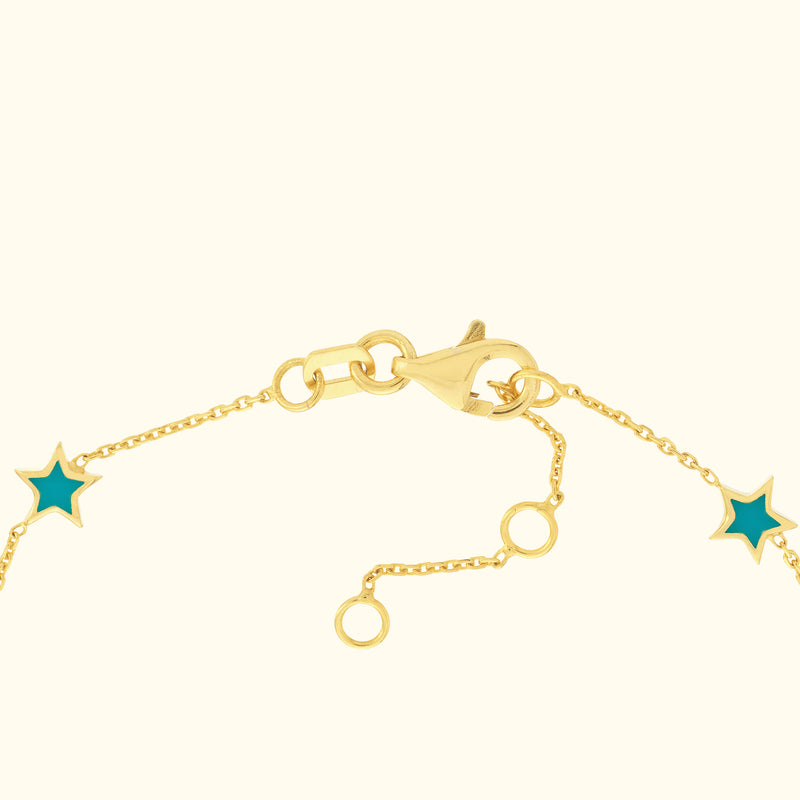Teal Enamel Star Station Bracelet