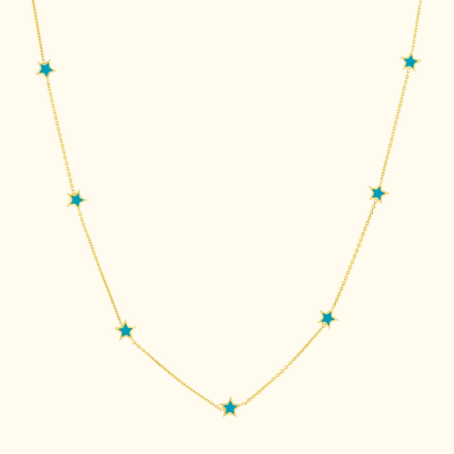 Teal Enamel Mini Star Necklace