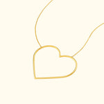 Gold heart-shaped pendant necklace on a fine chain.