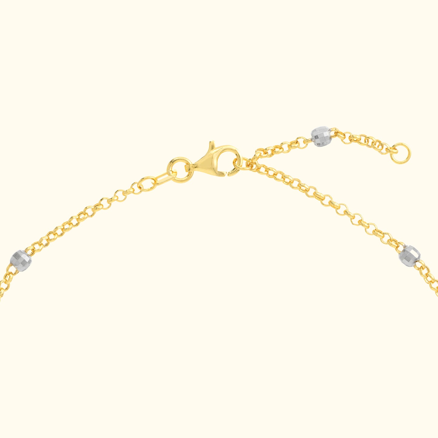 Two-Tone D/C Bead Station Rolo Chain Anklet