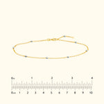 Two-Tone D/C Bead Station Rolo Chain Anklet