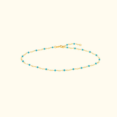 Light Turquoise Enamel Bead on Piatto Chain
