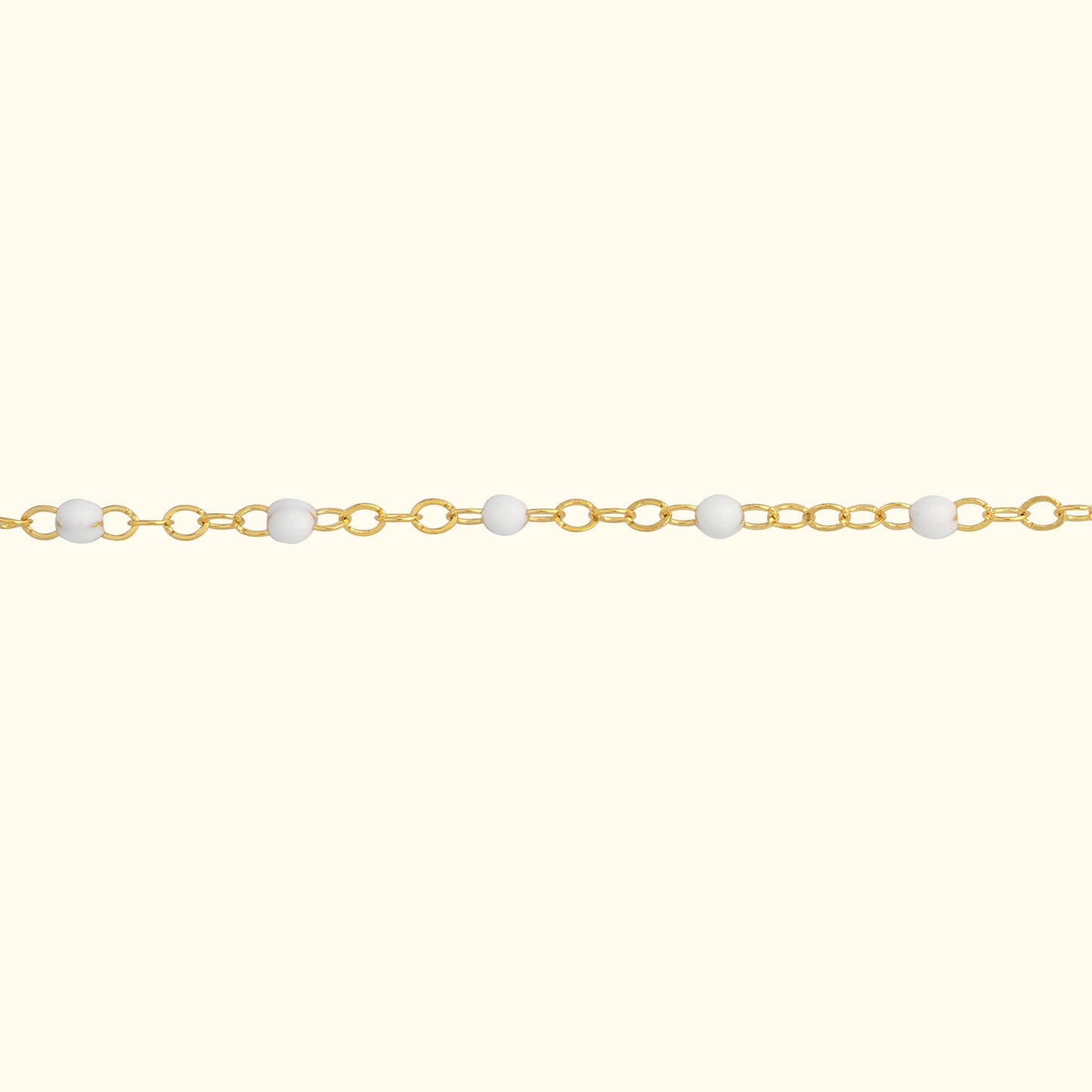 White Enamel Bead on Piatto Chain Anklet 10"