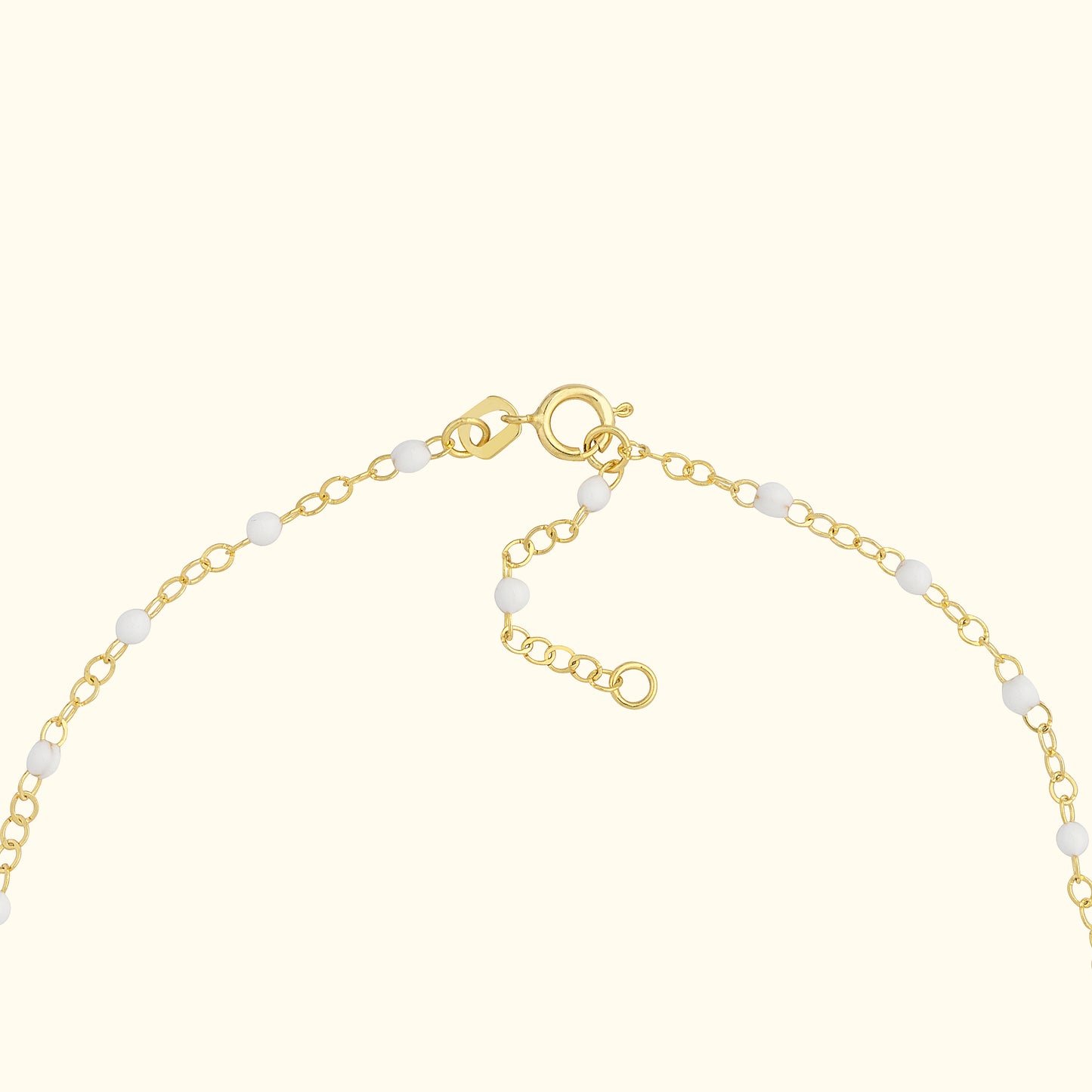 White Enamel Bead on Piatto Chain Anklet 10"