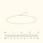 White Enamel Bead on Piatto Chain Anklet 10"