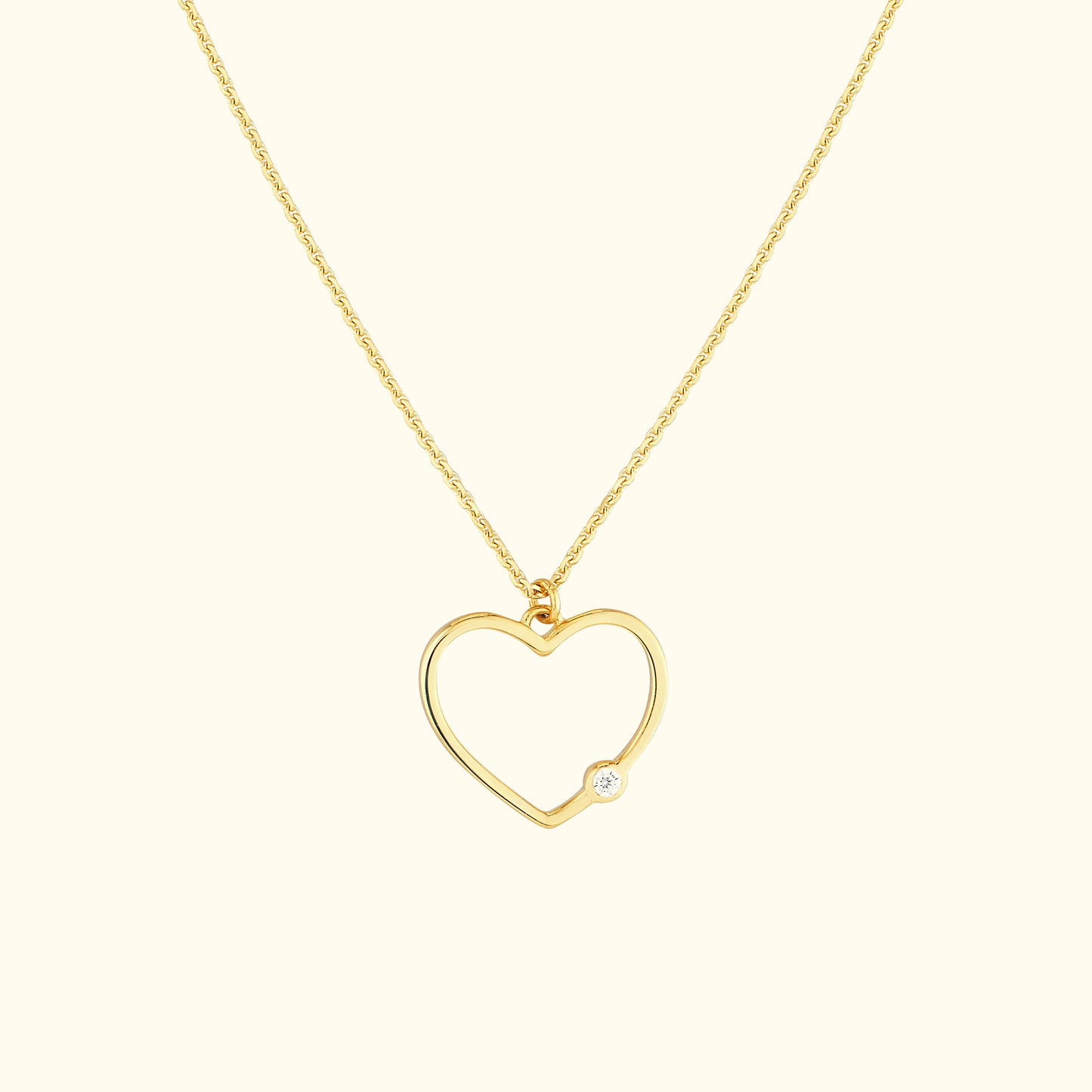 Open Heart Diamond Bezel Necklace