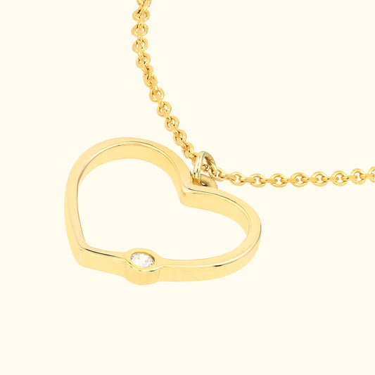 Open Heart Diamond Bezel Necklace