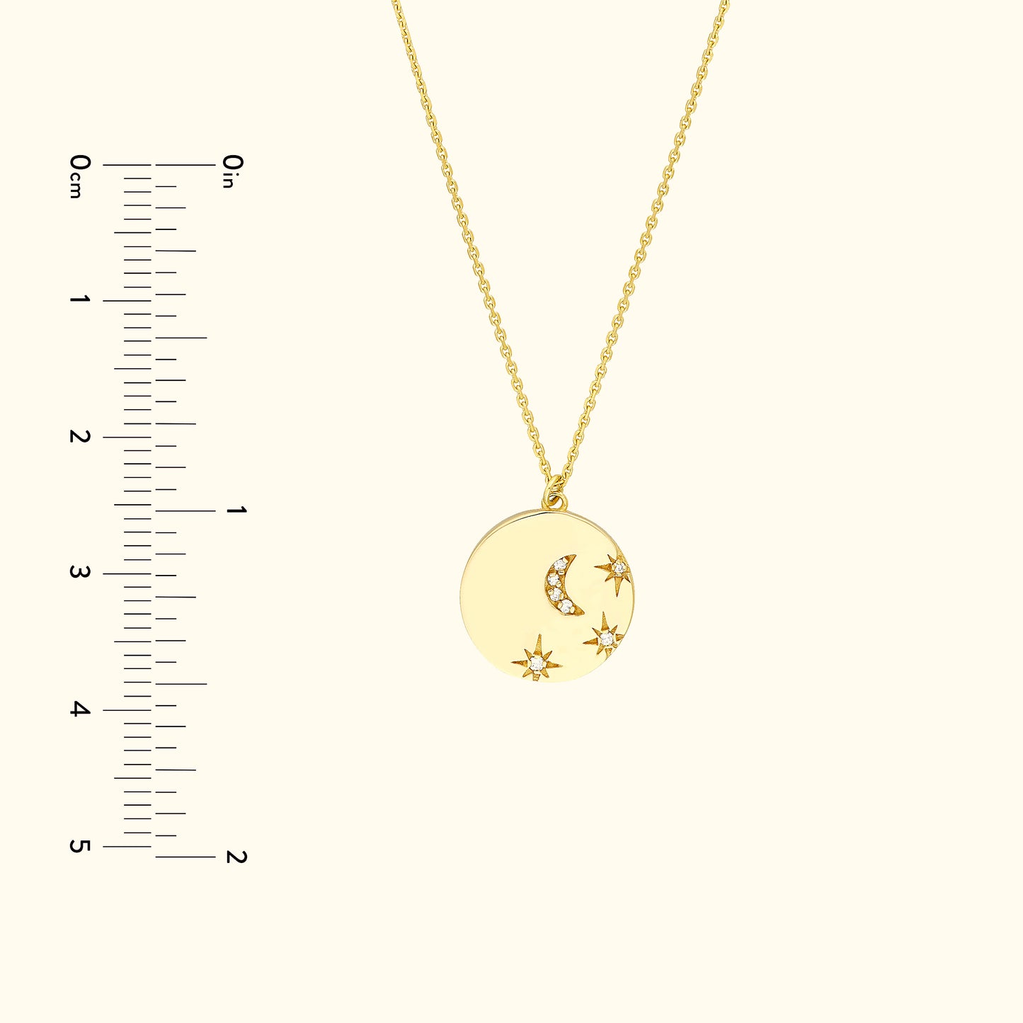 Diamond Moon + Stars Medallion Necklace