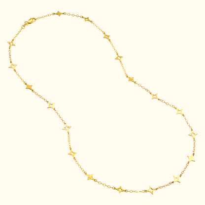 Mixed Star Station Curb Chain Necklace