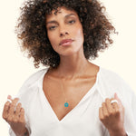 Teal Enamel Star Octagon Medallion Necklace