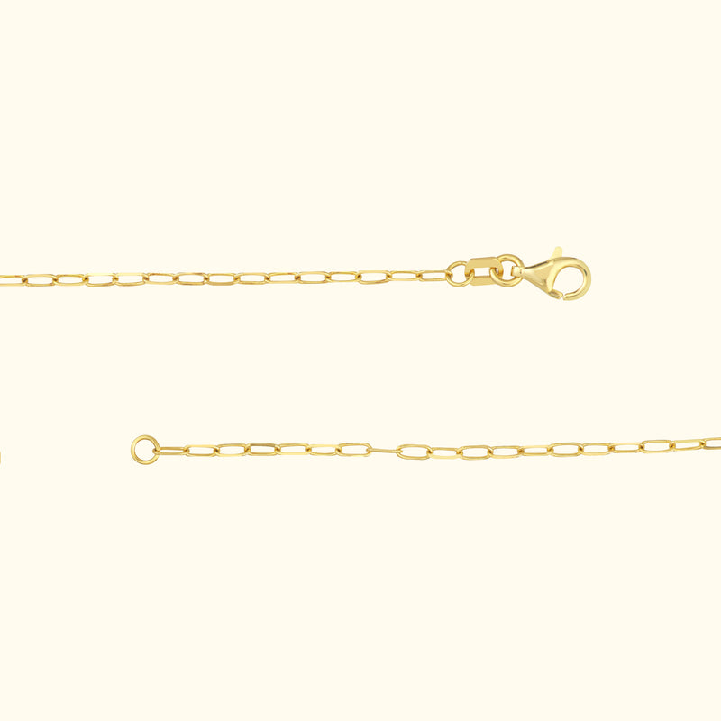 Delicate gold chain necklace with a lobster clasp and evenly spaced links.