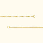 Two gold chains with clasp loops, one with larger links and one finer.