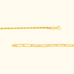 Two gold bracelets: one braided and one link style, displayed against a light background.