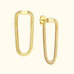 Gold hoop earrings with a unique textured design.