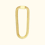 Gold chain bracelet with a sleek design and a rectangular clasp.