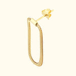 Gold hoop earring with a textured design and a secure backing.