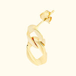 Gold hoop earring with a twisted design and a small gemstone accent.