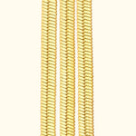 Three gold chains arranged vertically against a light background.