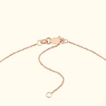 Rose gold chain necklace with a secure clasp and adjustable length.