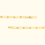 Gold chain necklace with elongated links and a lobster clasp.