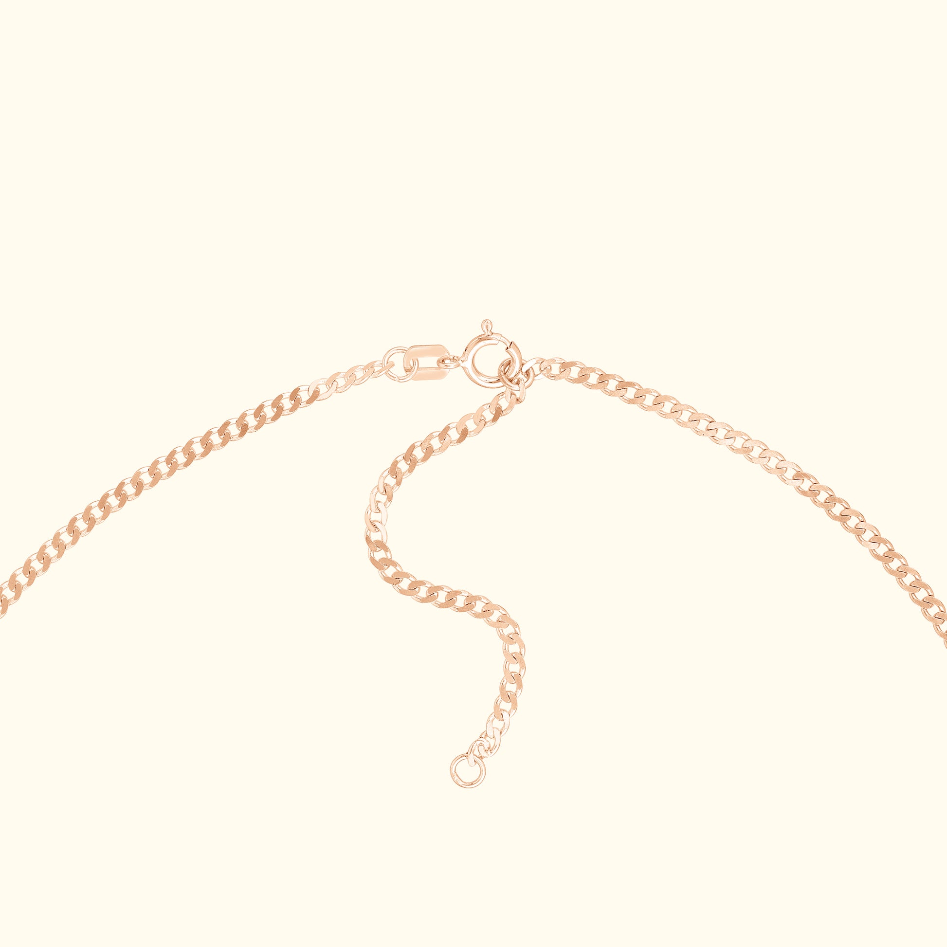 Close-up of a delicate gold chain necklace with a clasp detail.