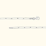 Silver chain bracelet with a lobster clasp, showcasing elongated links.
