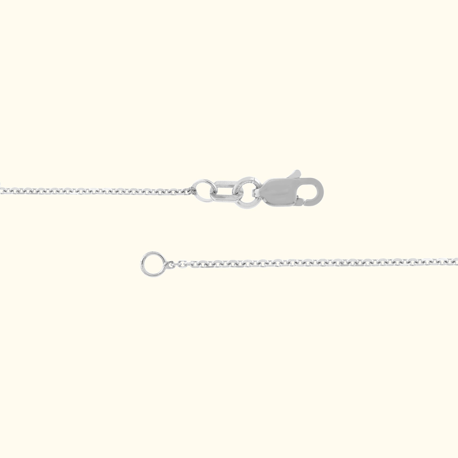 Silver chain necklace with a lobster clasp and a simple design.