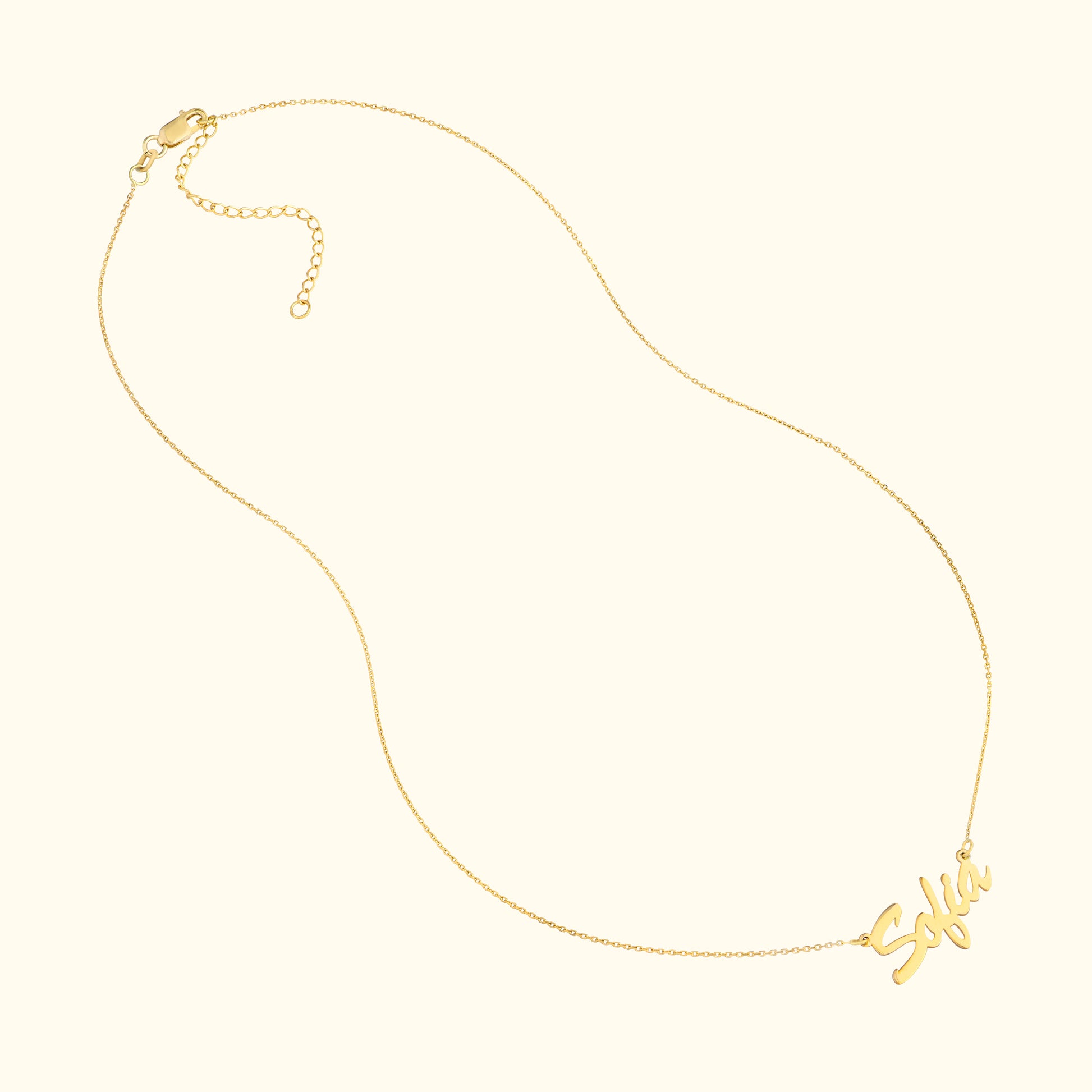 Gold necklace with the name "Sofia" embellished in a stylish, cursive font.