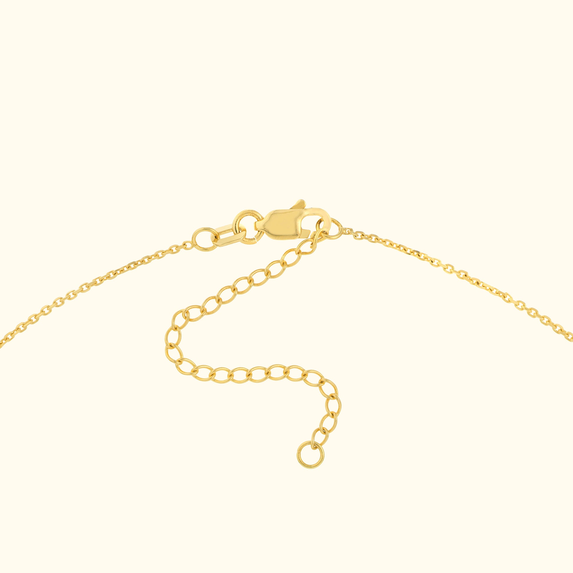 Delicate gold chain with a clasp and adjustable length links.