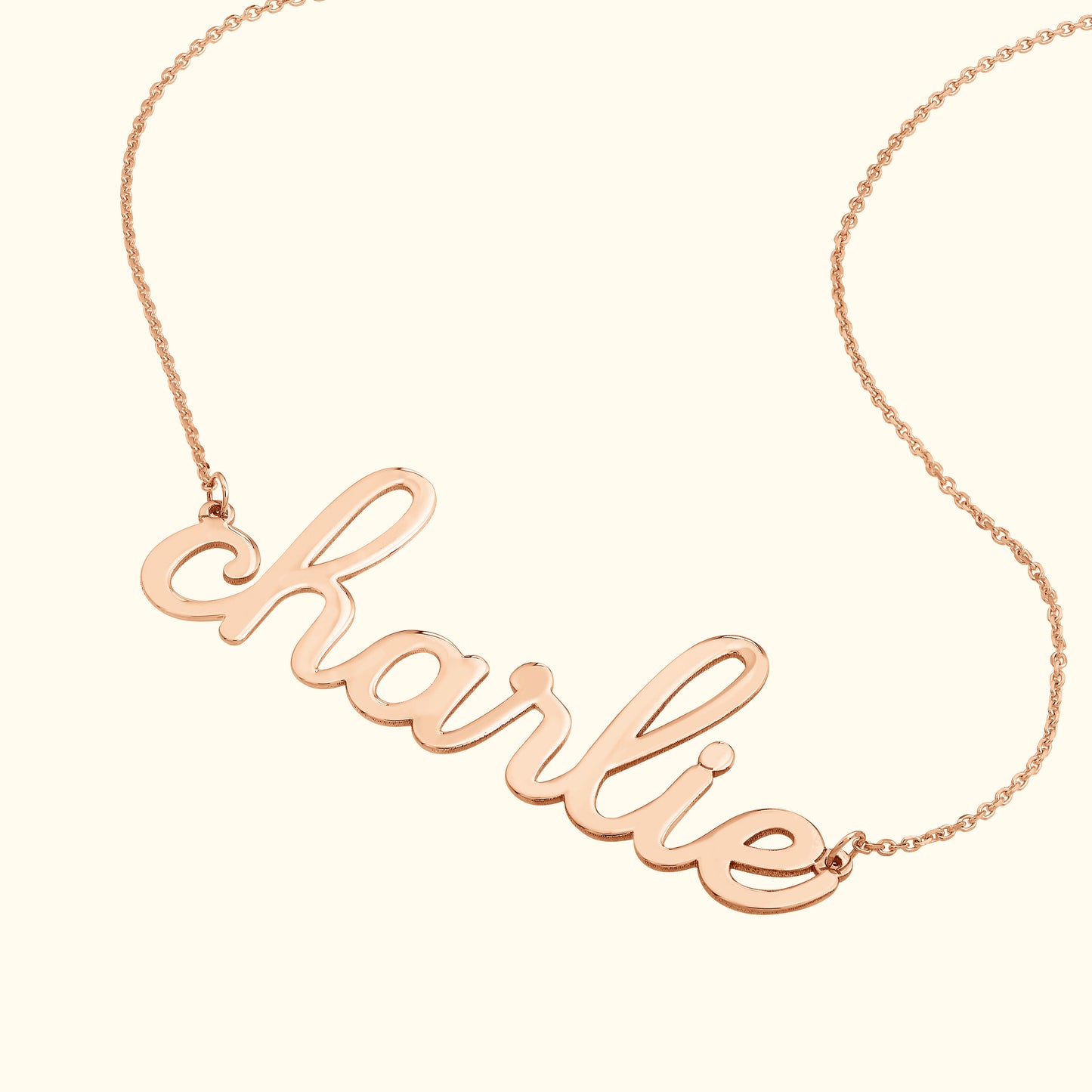 Whimsical Doodle Nameplate Necklace in Yellow Gold