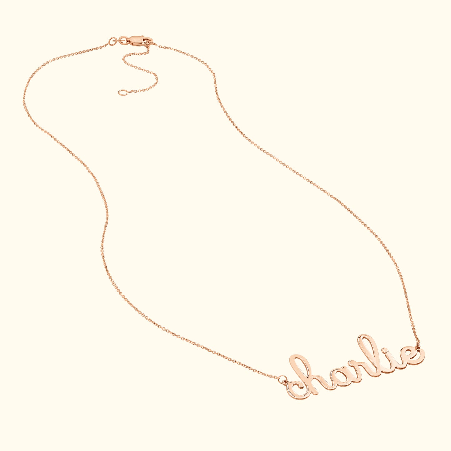 Whimsical Doodle Nameplate Necklace in Yellow Gold