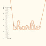 Whimsical Doodle Nameplate Necklace in Yellow Gold