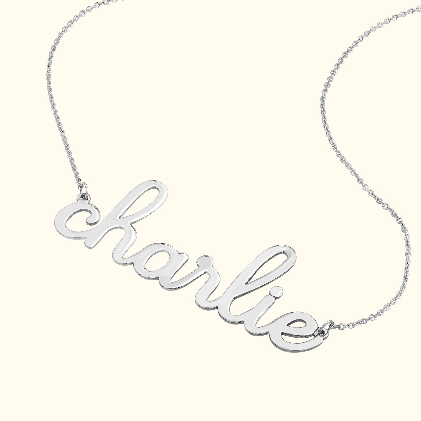 Whimsical Doodle Nameplate Necklace in Yellow Gold