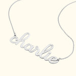 Whimsical Doodle Nameplate Necklace in Yellow Gold