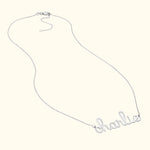 Whimsical Doodle Nameplate Necklace in Yellow Gold