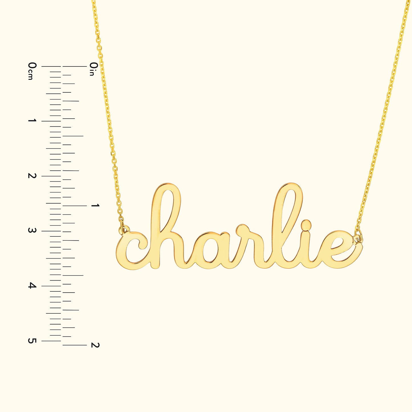 Whimsical Doodle Nameplate Necklace in Yellow Gold