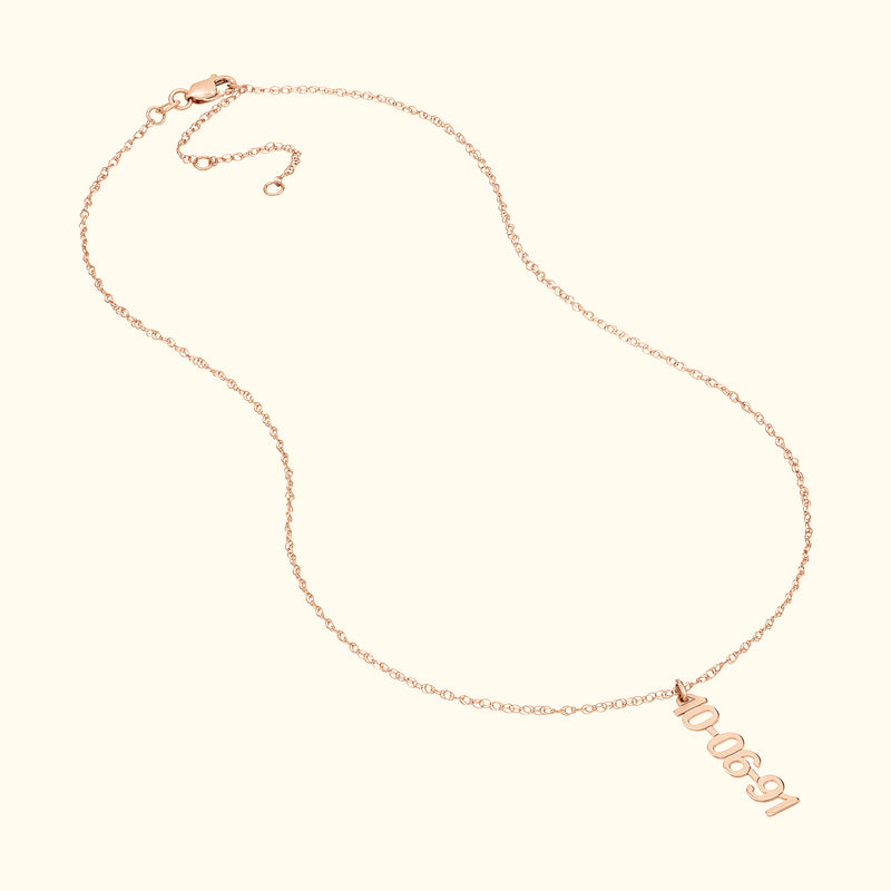 Vertical Gold Numeral Necklace - Block Design