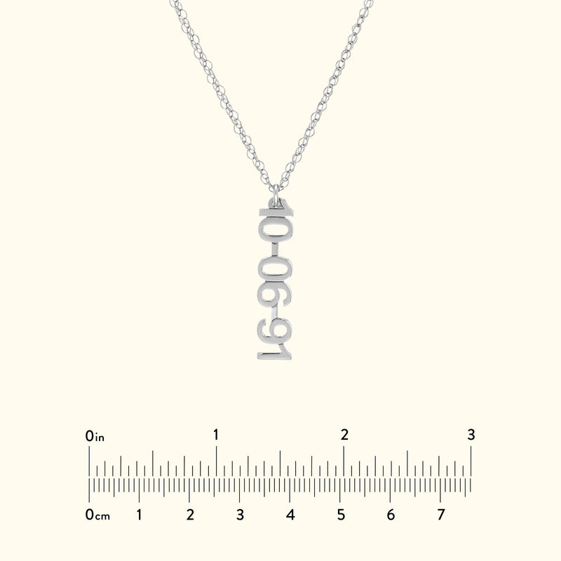 Vertical Gold Numeral Necklace - Block Design