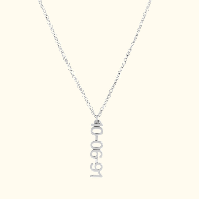 Vertical Gold Numeral Necklace - Block Design