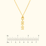 Vertical Gold Numeral Necklace - Block Design